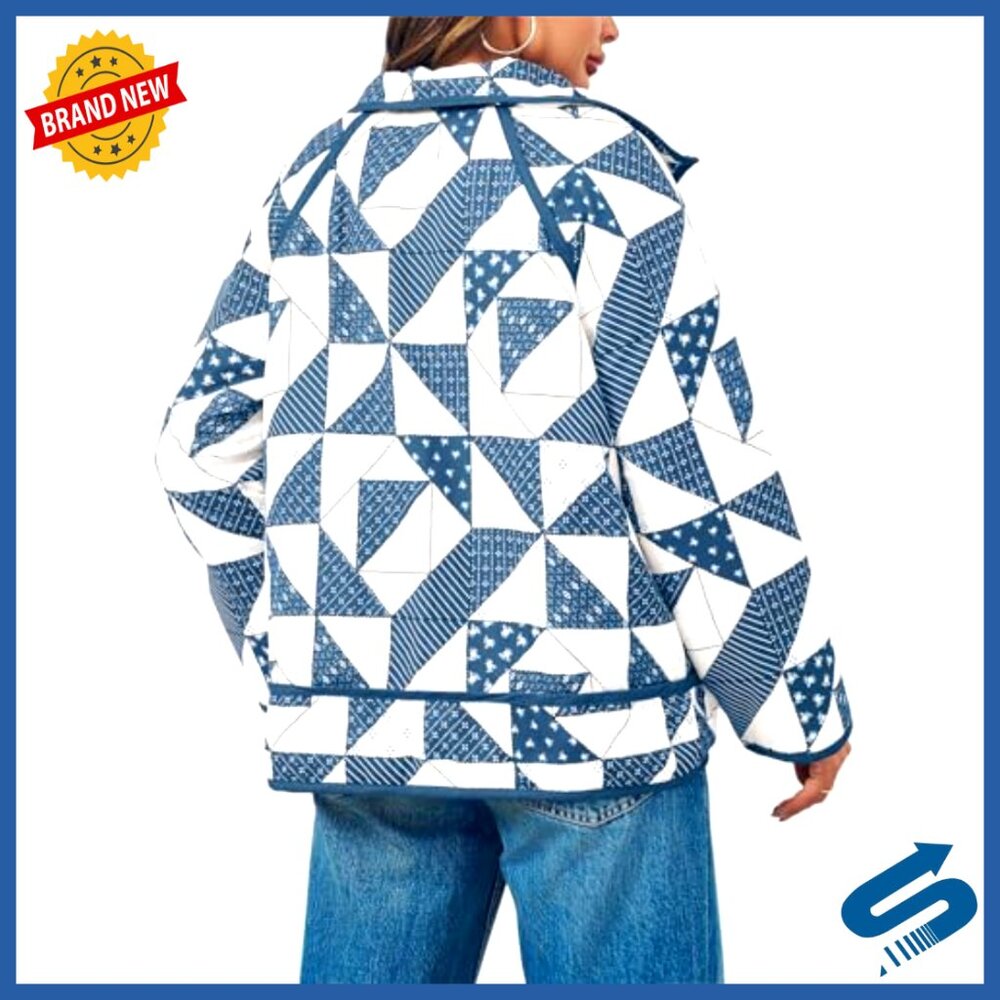 Lightweight Quilted Puffer Jacket, Patchwork Desi… - image 4